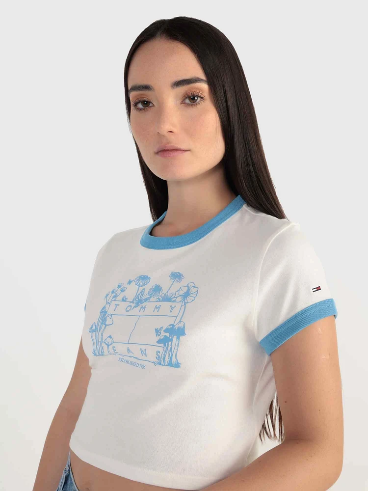 Playera ajustada con logo homegrown de mujer Tommy Jeans