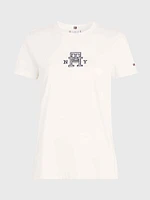 Playera de punto con logo universitario mujer Tommy Hilfiger