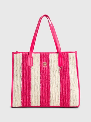 Bolso tote de croché a rayas th city Tommy Hilfiger