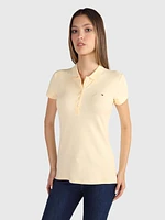 Polo De Algodón Elástico Con Corte Slim Mujer Tommy Hilfiger