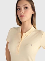 Polo De Algodón Elástico Con Corte Slim Mujer Tommy Hilfiger