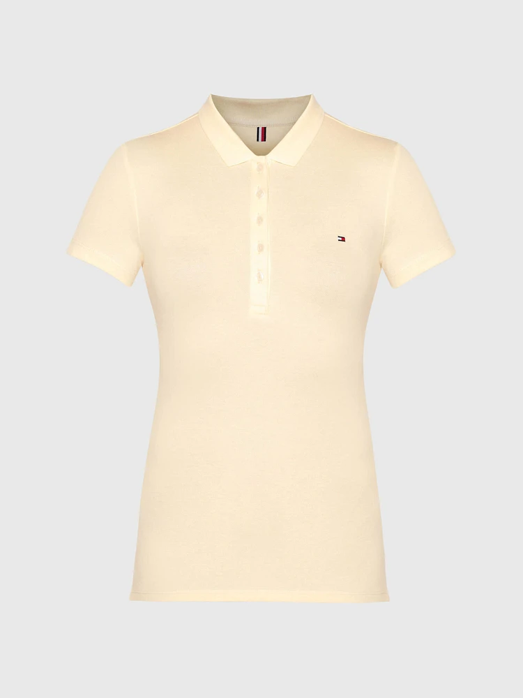 Polo De Algodón Elástico Con Corte Slim Mujer Tommy Hilfiger