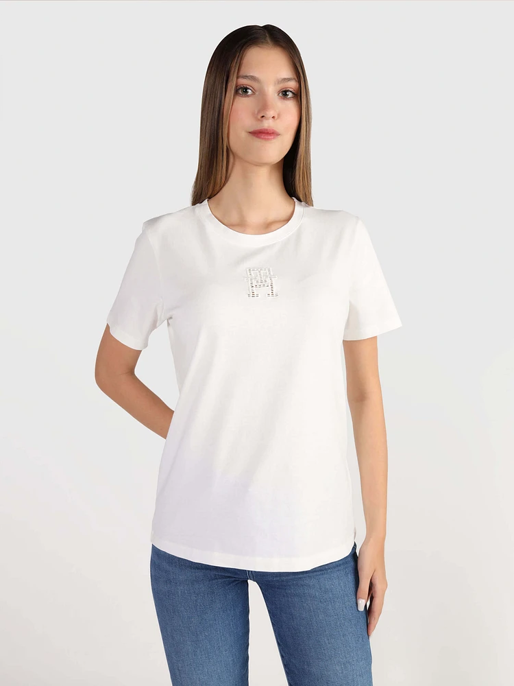 Playera monograma bordado de mujer Tommy Hilfiger