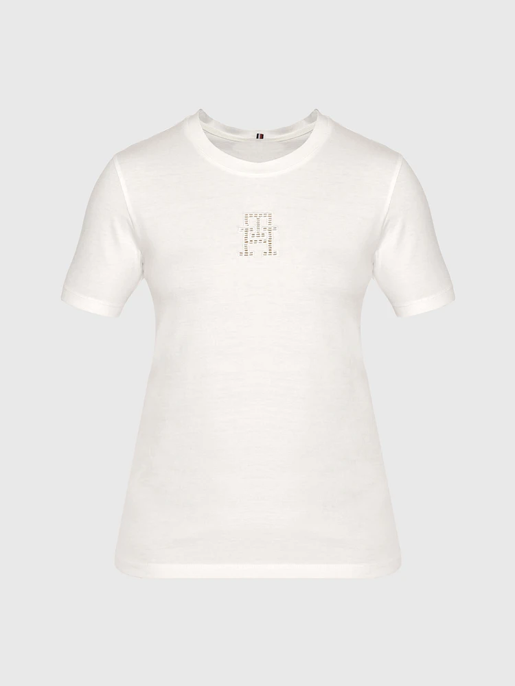 Playera monograma bordado de mujer Tommy Hilfiger