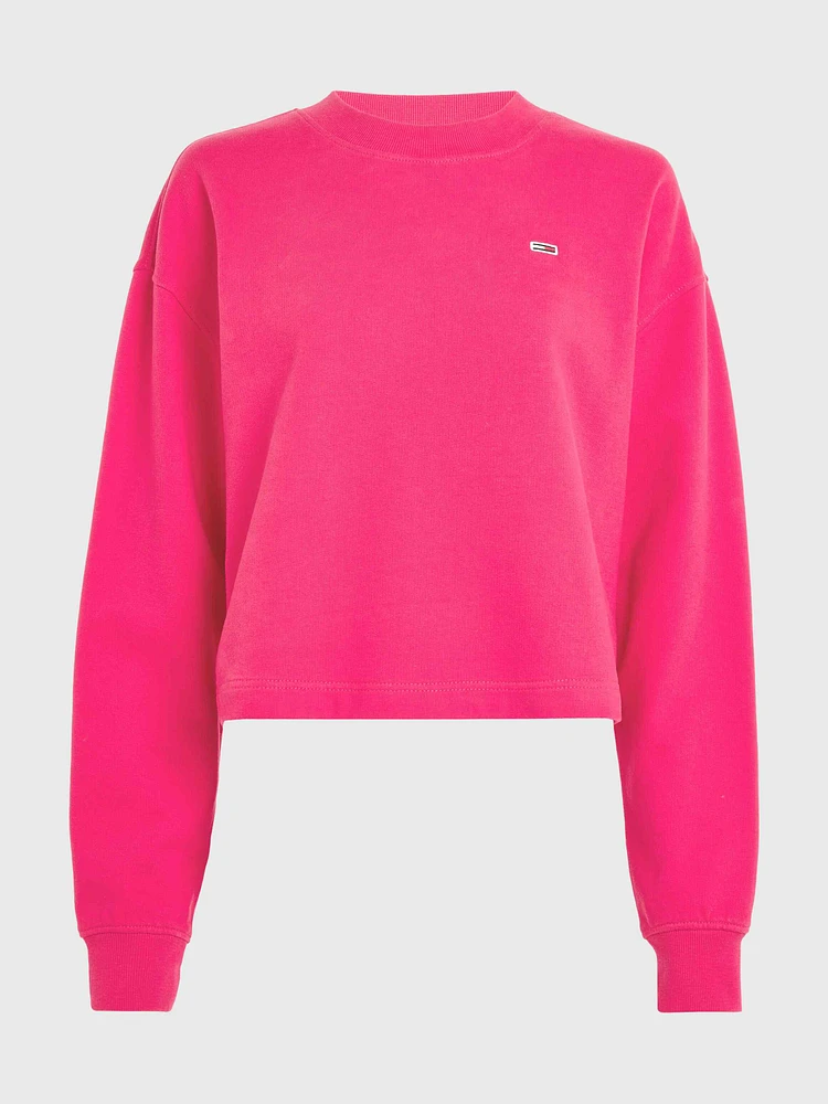 Sudadera cropped con aplicación tonal de mujer Tommy Jeans