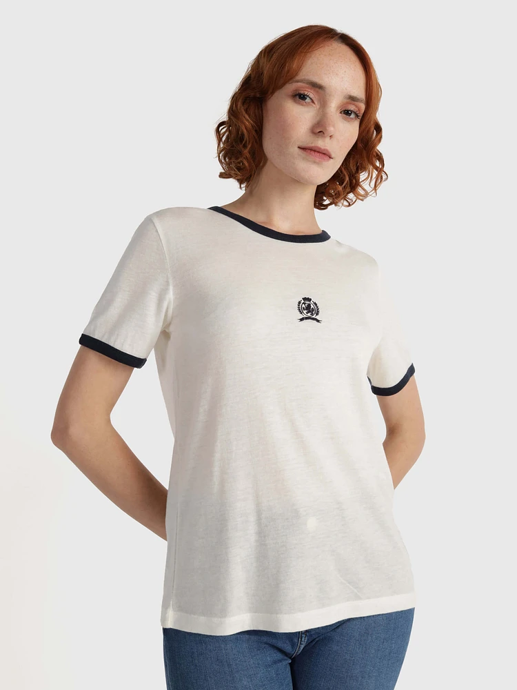 Playera con logo bordado de mujer Tommy Hilfiger