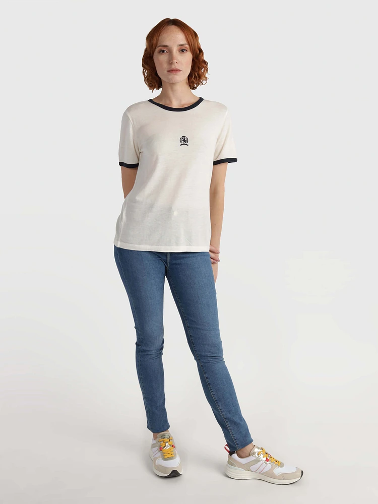 Playera con logo bordado de mujer Tommy Hilfiger