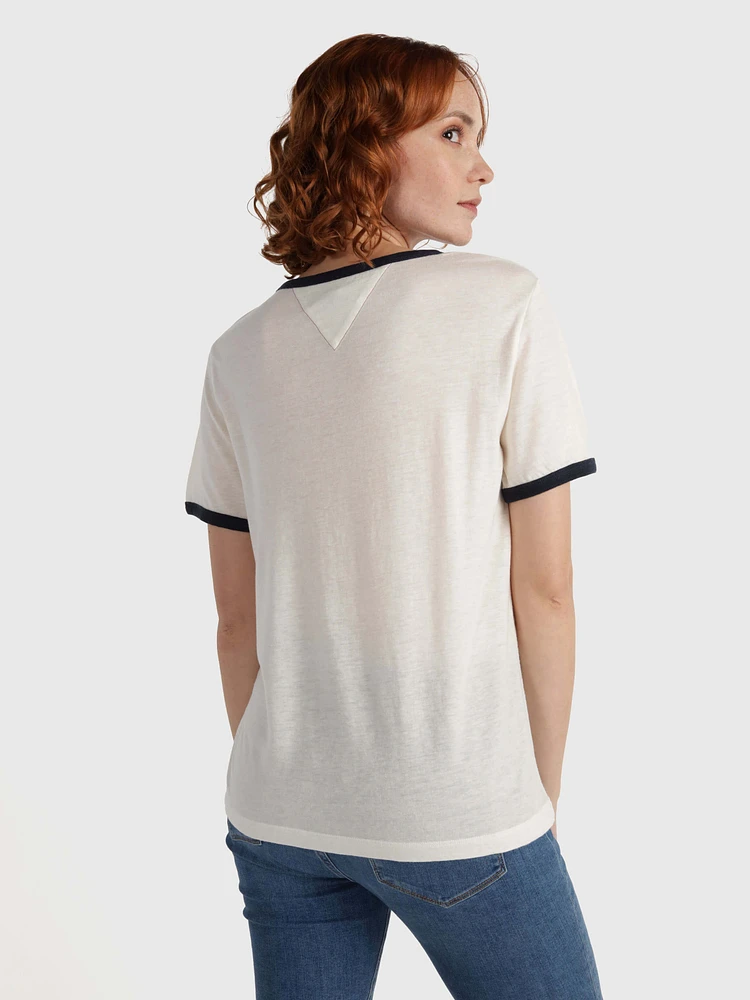 Playera con logo bordado de mujer Tommy Hilfiger