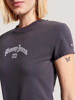 Playera con logo grunge bordado de mujer Tommy Jeans