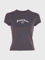 Playera con logo grunge bordado de mujer Tommy Jeans