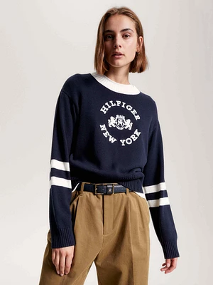 Suéter universitario de cuello redondo mujer Tommy Hilfiger