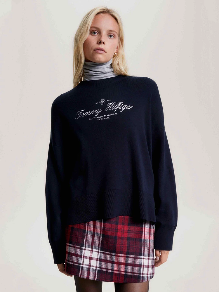 Suéter de cuello redondo con logo gráfico mujer Tommy Hilfiger