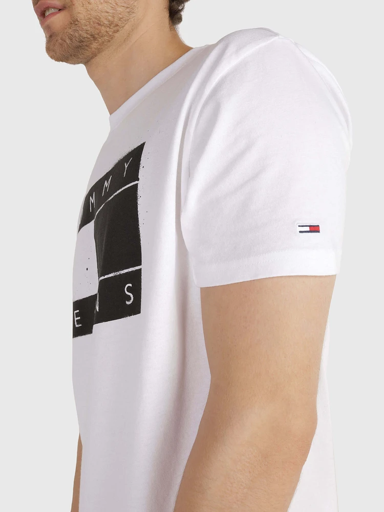 Playera con logo monocromático de hombre Tommy Jeans