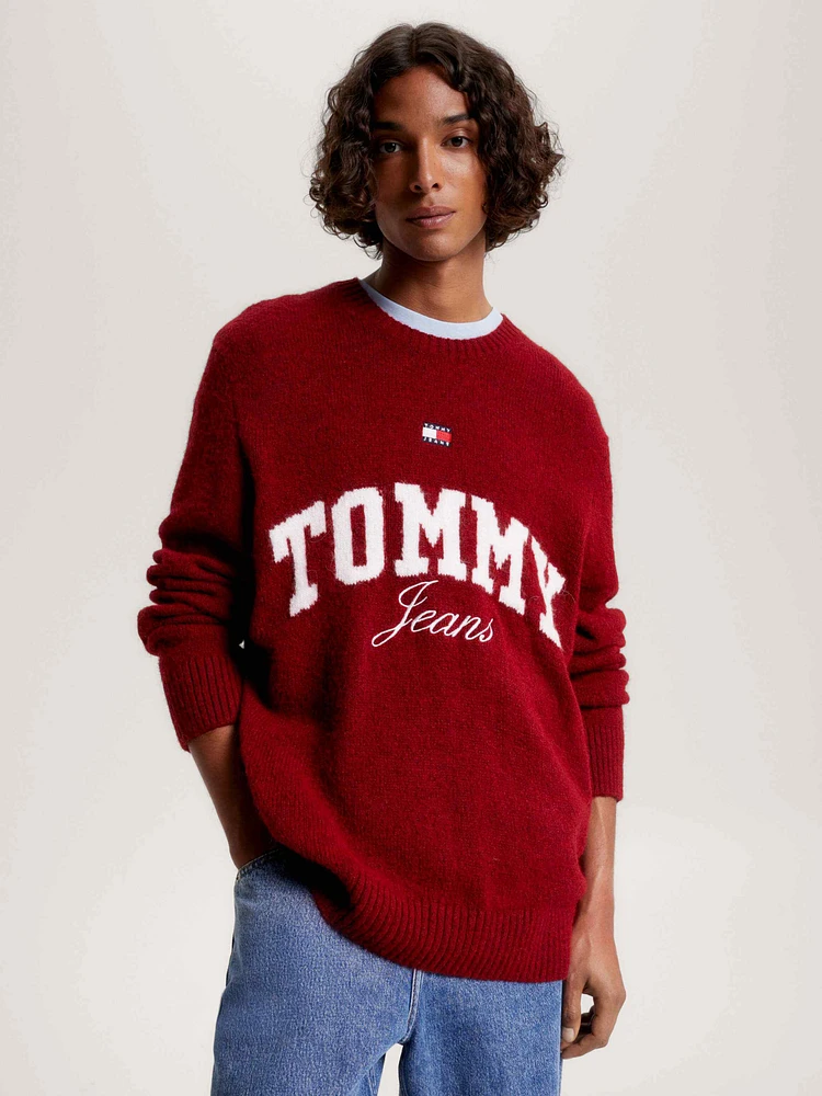 Suéter con logo universitario de corte amplio de hombre