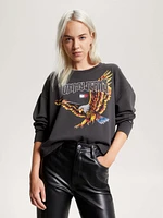 Sudadera cropped con estampado de águila mujer Tommy Jeans