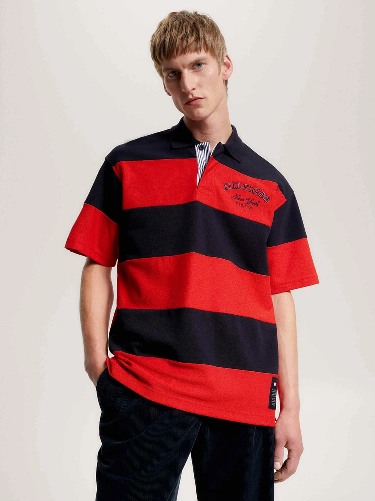 Polo prep de rayas con logo hombre Tommy Hilfiger