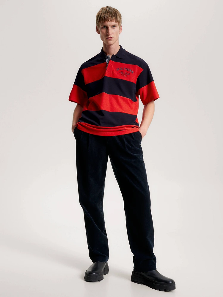 Polo prep de rayas con logo hombre Tommy Hilfiger