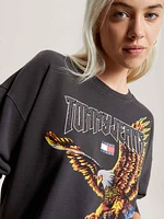 Sudadera cropped con estampado de águila mujer Tommy Jeans