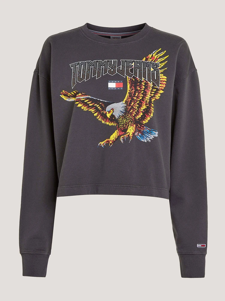 Sudadera cropped con estampado de águila mujer Tommy Jeans