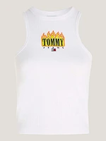 Playera sin mangas con logo de llamas mujer Tommy Jeans
