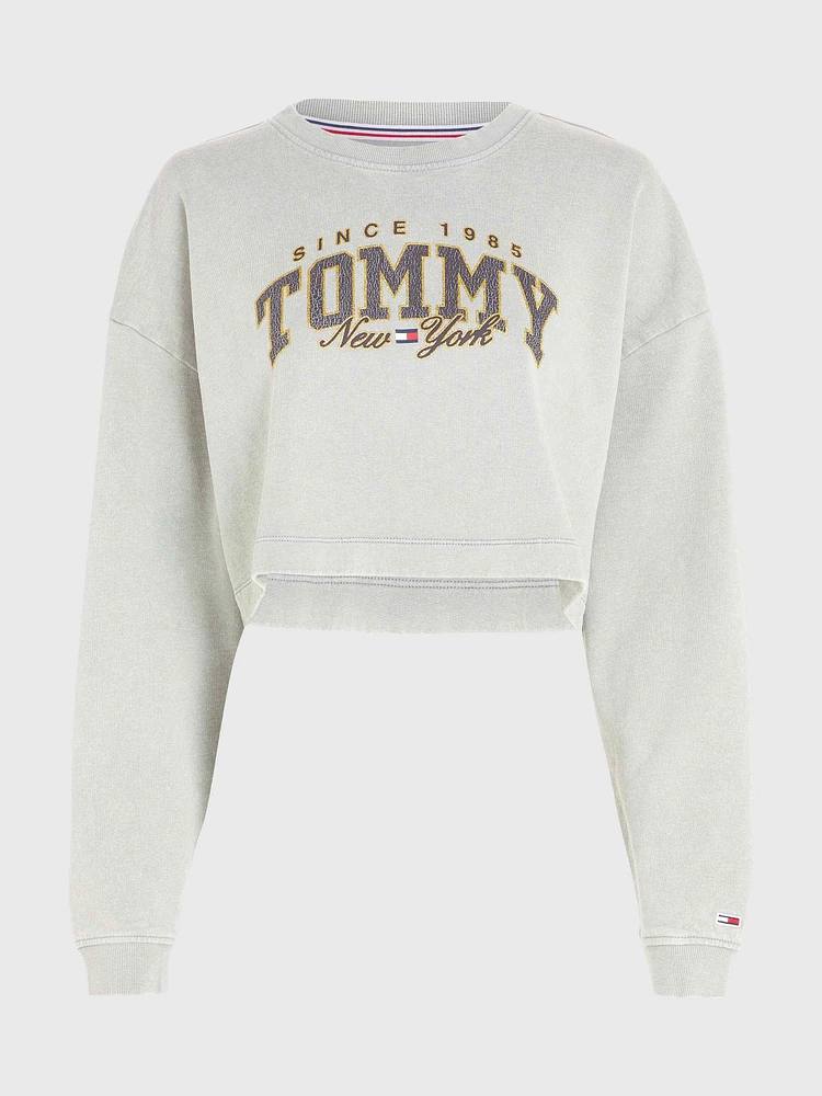 Sudadera universitaria de corte cropped mujer Tommy Jeans