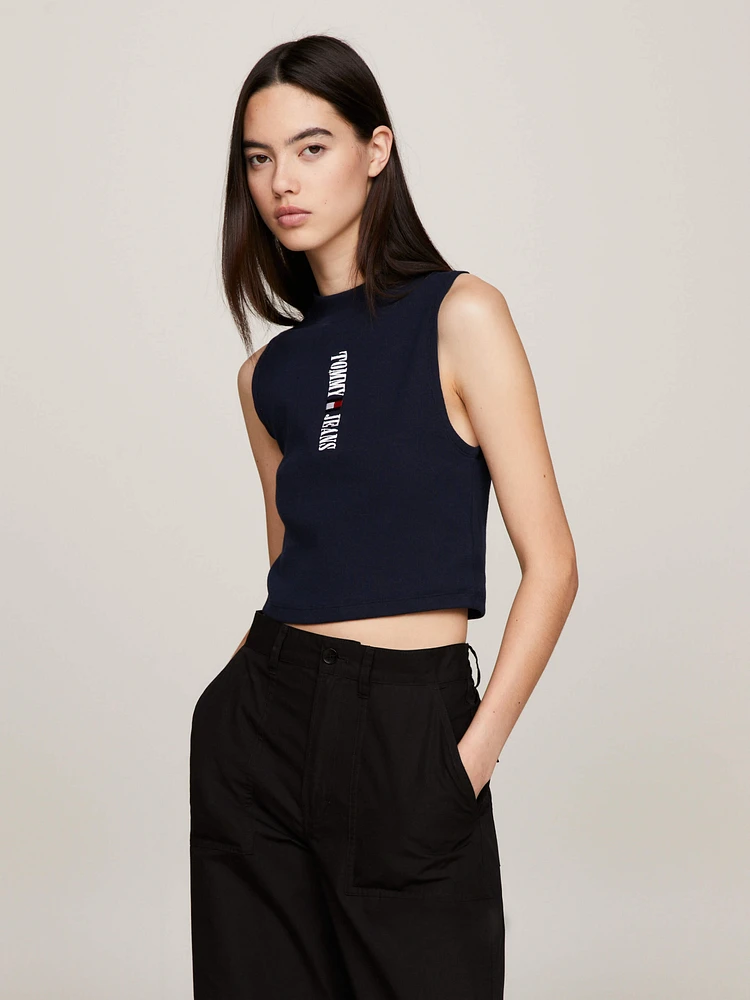 Playera sin mangas de corte cropped con logo mujer Tommy Jeans