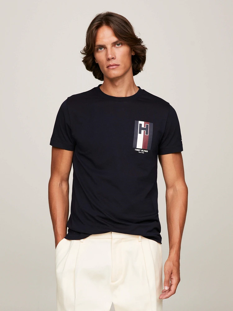 Playera de punto y corte slim con logo hombre Tommy Hilfiger