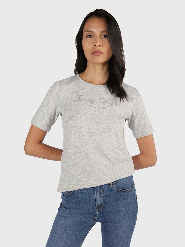 Playera con logo bordado frontal de mujer Tommy Hilfiger