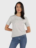 Playera con logo bordado frontal de mujer Tommy Hilfiger