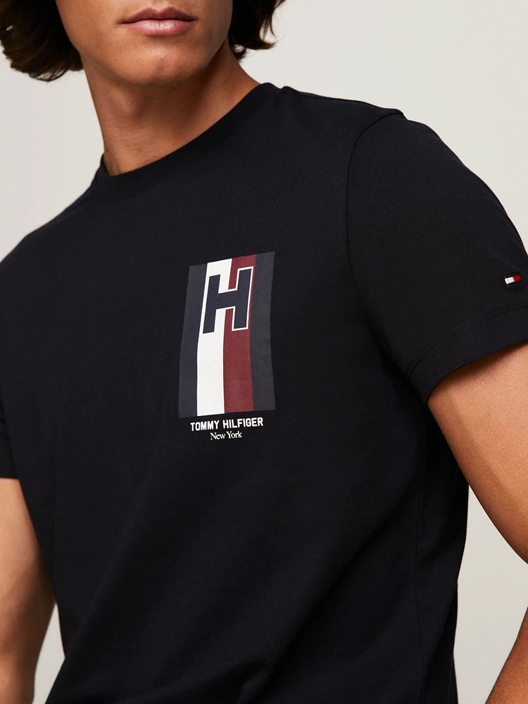 Playera de punto y corte slim con logo hombre Tommy Hilfiger