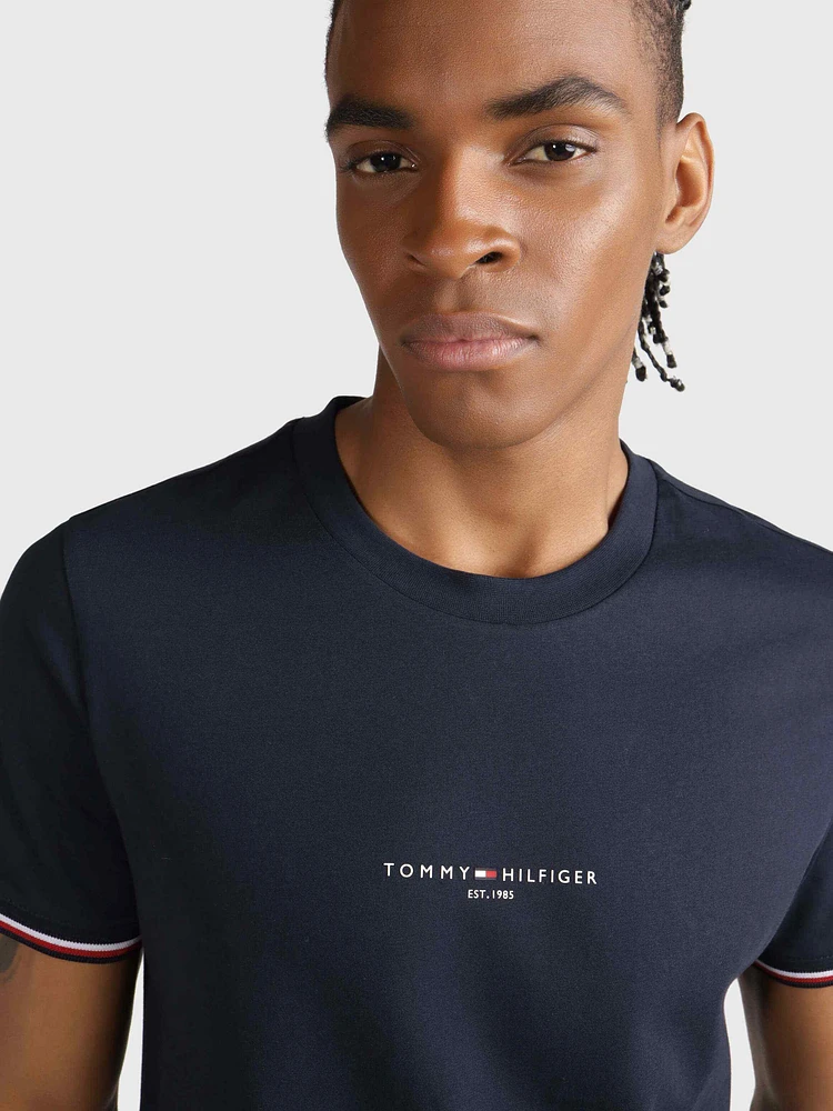 Playera ribeteada de corte slim hombre Tommy Hilfiger