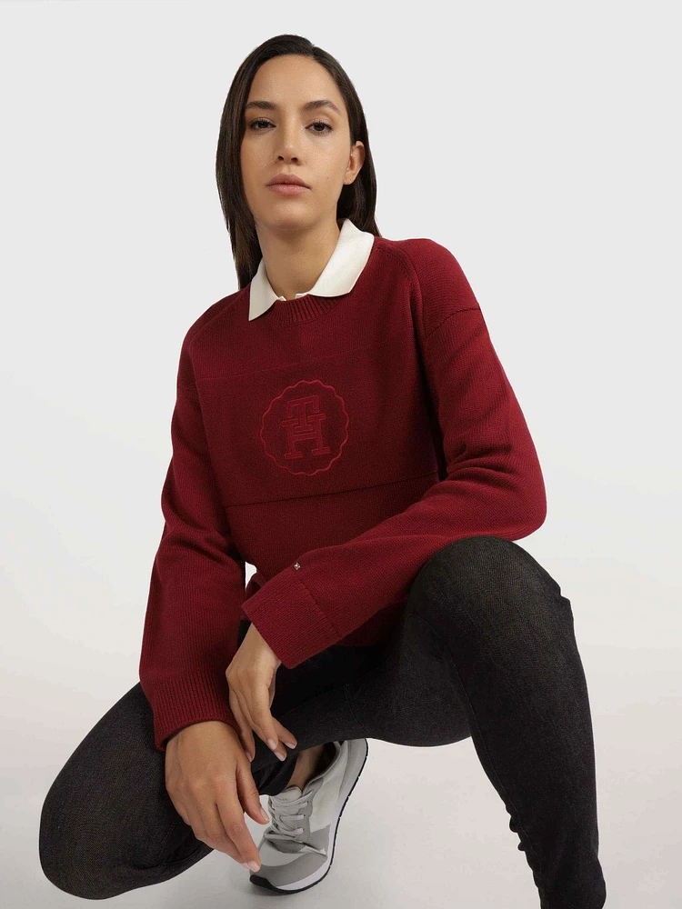 Suéter tejido con logo de mujer Tommy Hilfiger