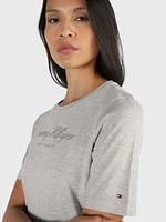 Playera con logo bordado frontal de mujer Tommy Hilfiger