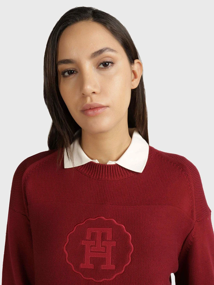 Suéter tejido con logo de mujer Tommy Hilfiger