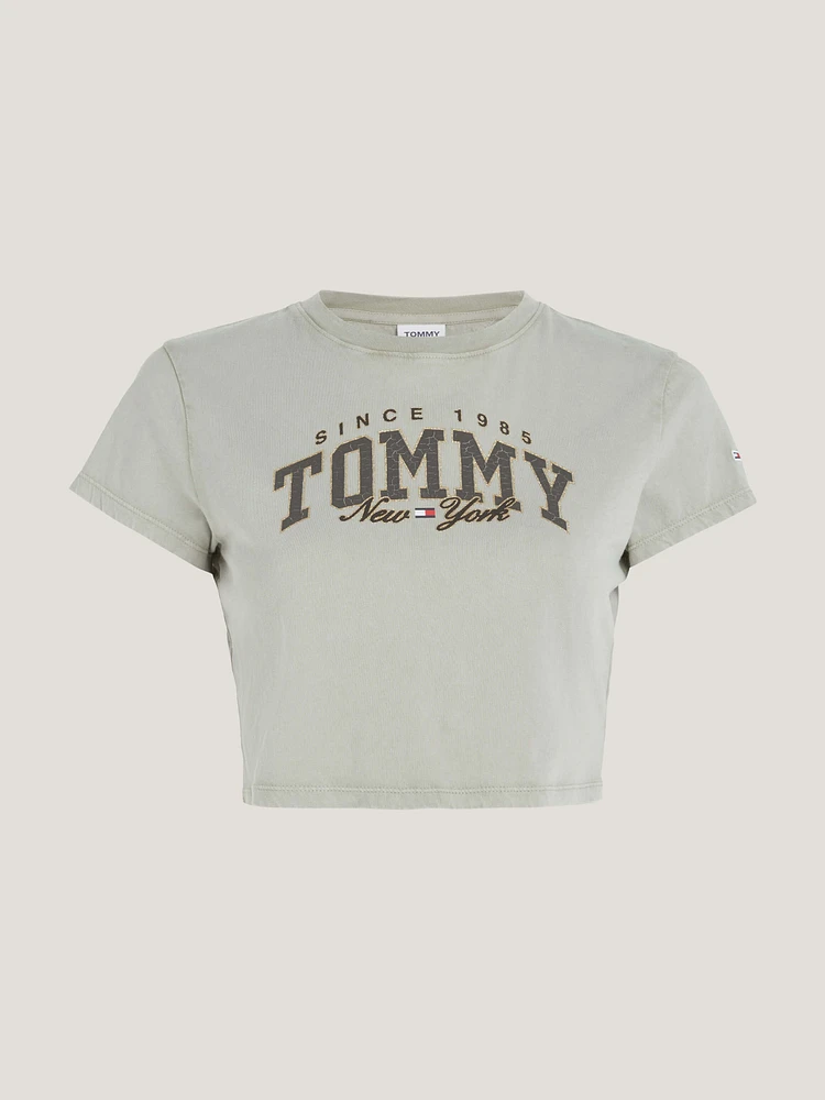 Playera universitaria de corte cropped mujer Tommy Jeans