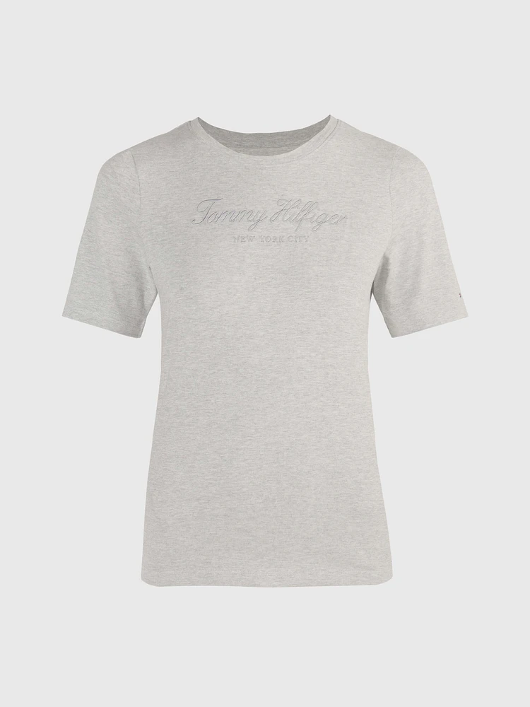 Playera con logo bordado frontal de mujer Tommy Hilfiger