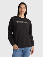 Sudadera negra con aplicaciones en logo de mujer Tommy Jeans