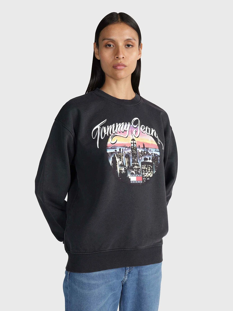 Sudadera con estampado de ciudad mujer Tommy Jeans