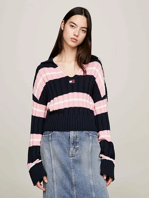 Suéter con cuello de pico y corte cropped mujer Tommy Jeans