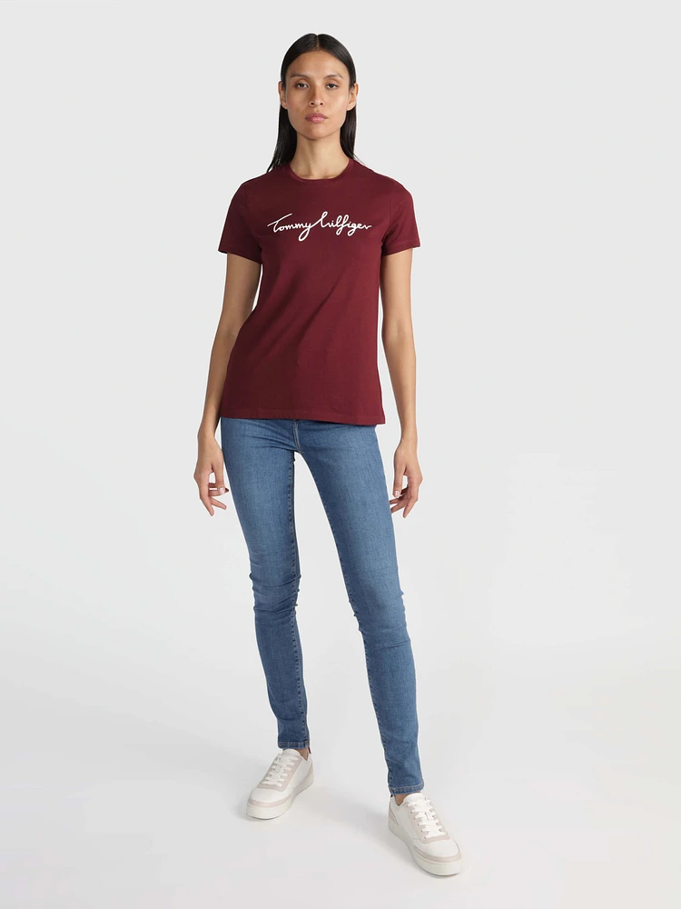 Playera con firma estampada de mujer Tommy Hilfiger