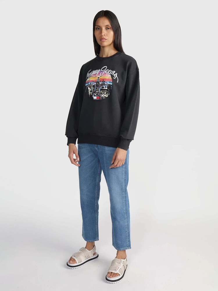 Sudadera con estampado de ciudad mujer Tommy Jeans