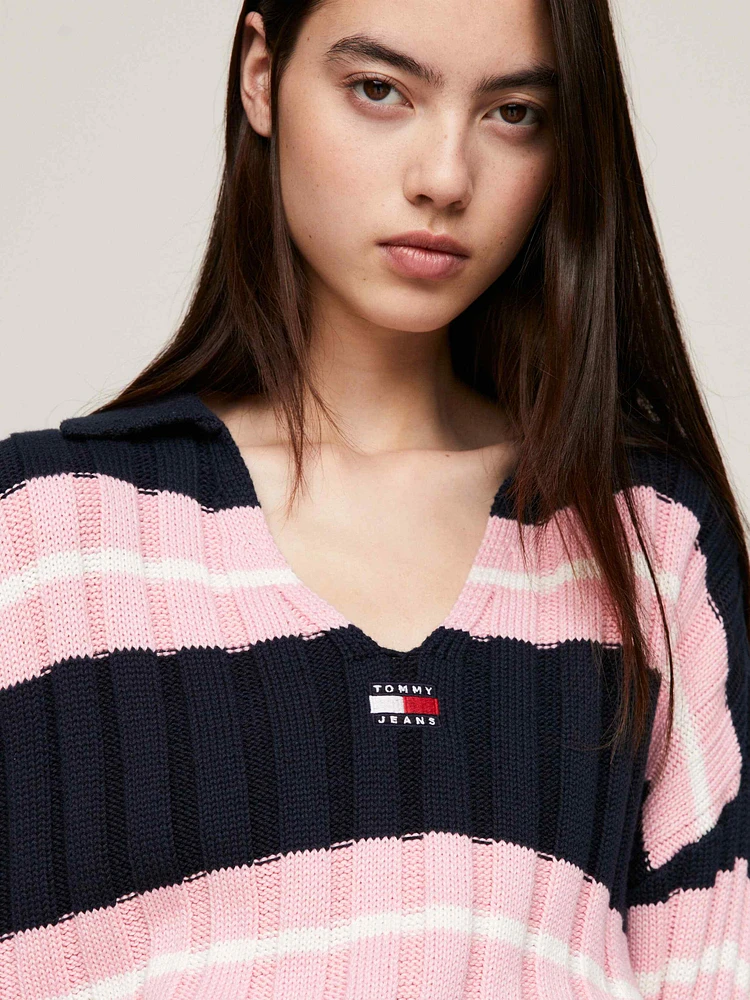 Suéter con cuello de pico y corte cropped mujer Tommy Jeans