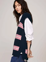 Chaleco oversize de rayas con cuello pico mujer Tommy Jeans