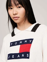 Suéter holgado de corte cropped con parche mujer Tommy Jeans