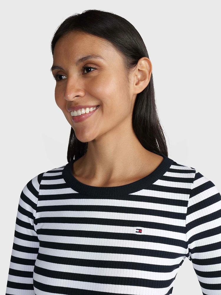 Playera de manga larga con textura acanalada mujer Tommy Hilfiger