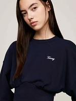 Sudadera cropped con logo en fuente script de mujer Tommy Jeans