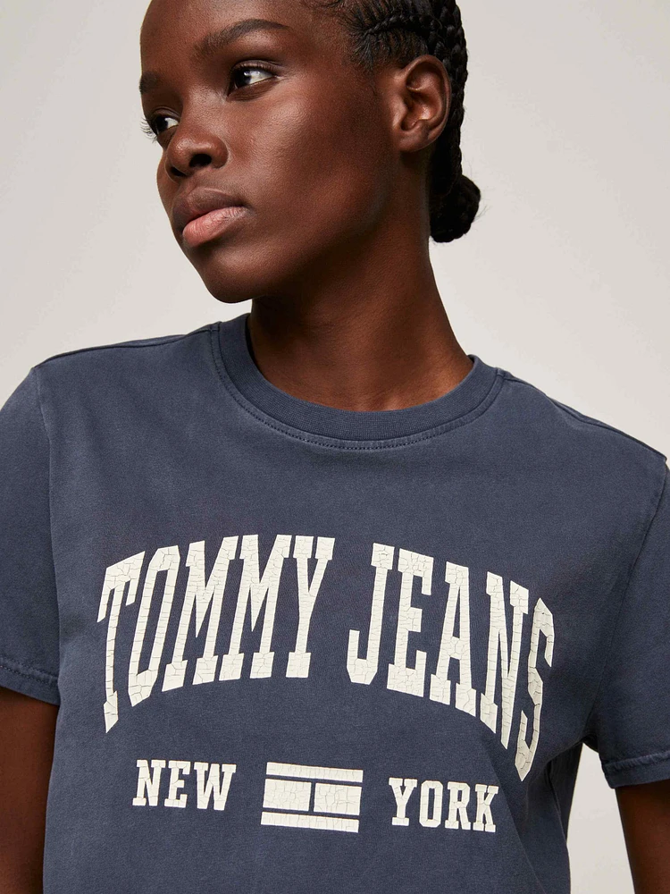 Playera de punto con logo universitario mujer Tommy Jeans