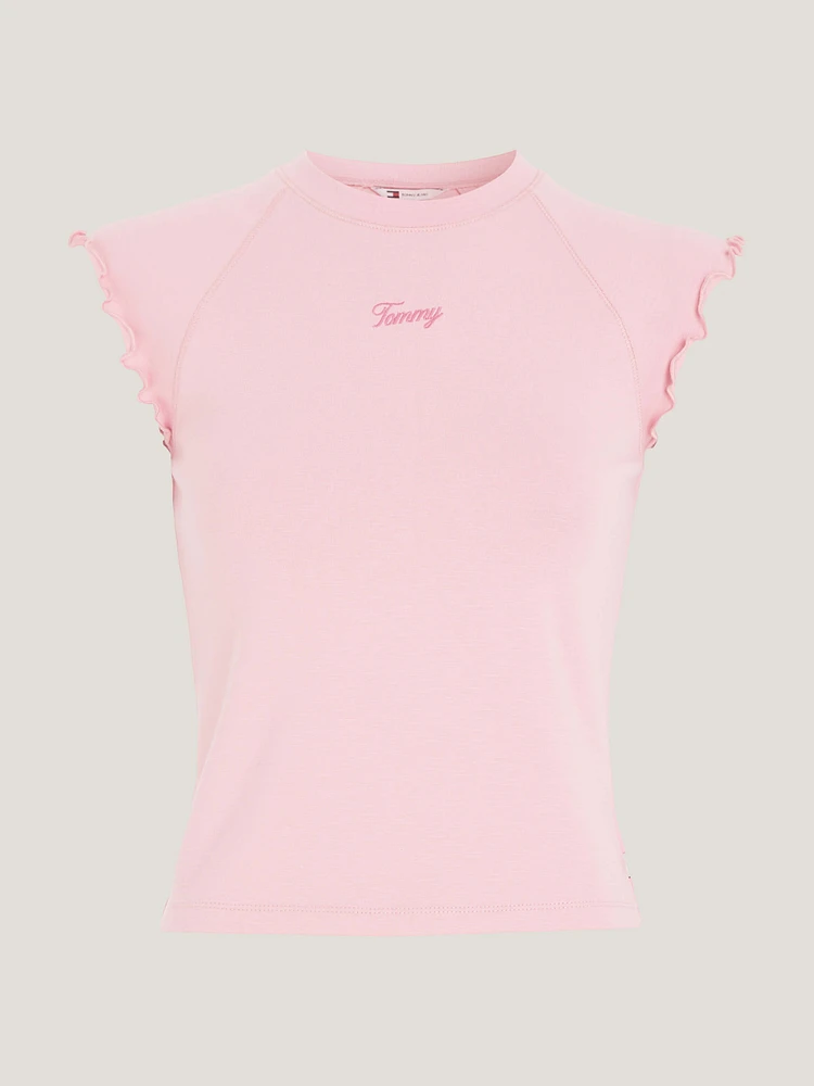 Playera con logo en fuente Script de mujer Tommy Jeans