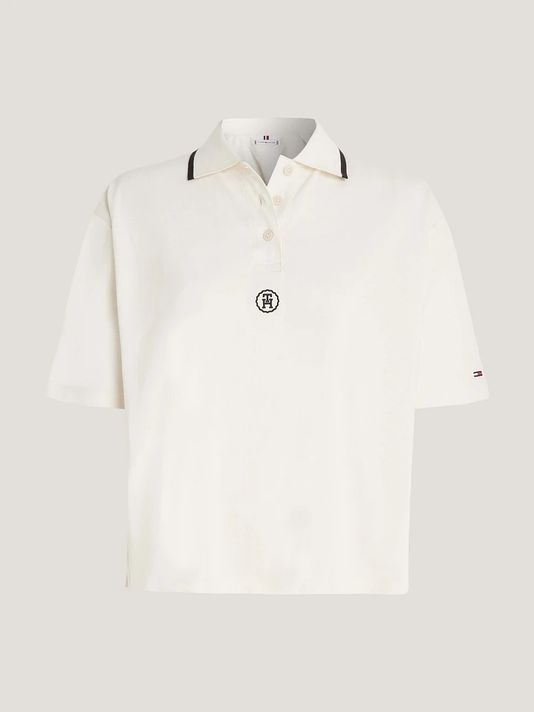 Polo con monograma TH de corte amplio mujer Tommy Hilfiger