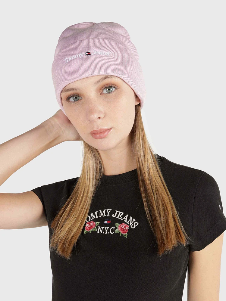 Gorro de punto elástico con logo de mujer Tommy Hilfiger